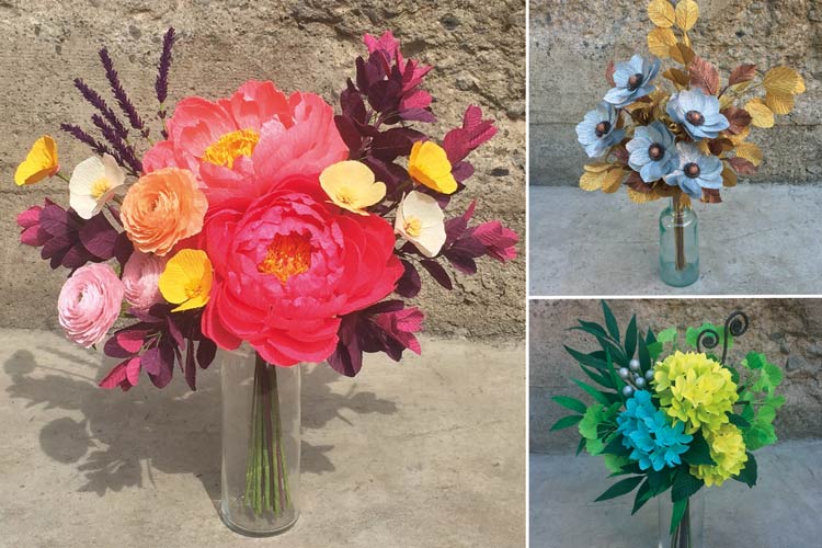 Crepe paper flowers made from Lia Griffith